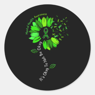 Okay To Not Be Okay Mental Health Awareness Ribbon Classic Round Sticker
