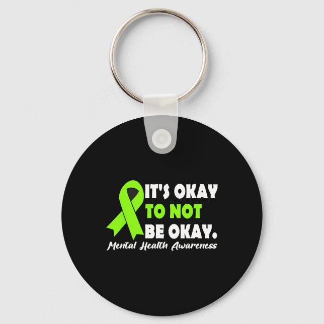 Okay To Not Be Okay Ribbon Mental Health Awareness Key Ring (Front)