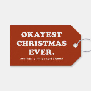 Okayest Christmas Ever funny red holiday Gift Tags