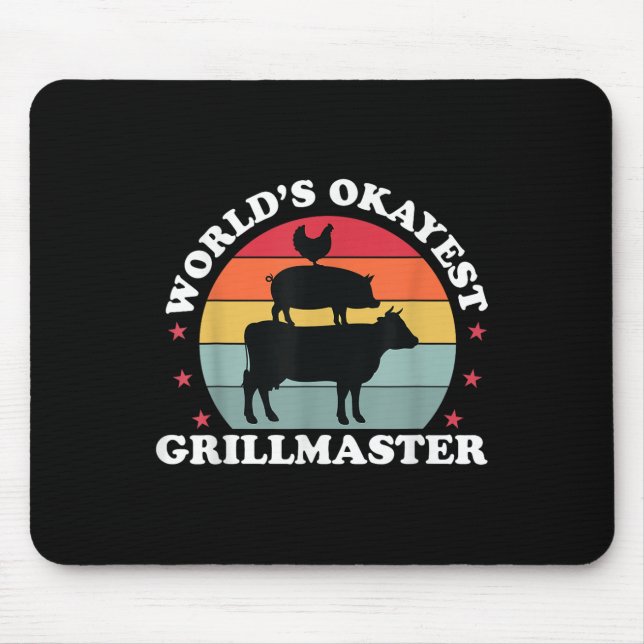Okayest Grillmaster Funny Bbq Grilling Meat Smoker Mouse Mat (Front)
