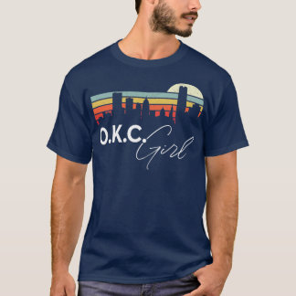 OKC Girl Retro Sunset City Skyline Souvenir T-Shirt