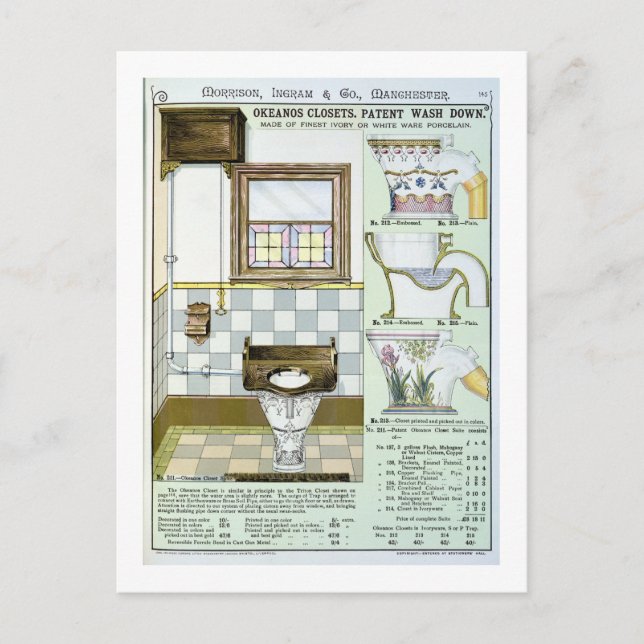 Okeanos Closets from a catalogue of sanitary wares Postcard (Front)