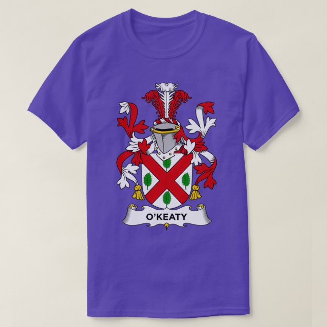 OKeaty Coat of Arms Family Crest  T-Shirt (Design Front)