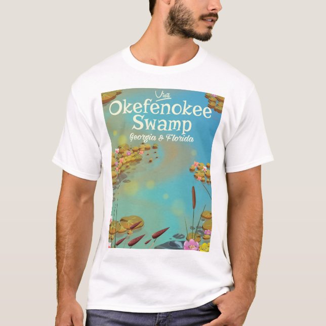 Okefenokee Swamp cartoon travel poster T-Shirt (Front)