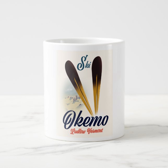 Okemo Ludlow Vermont ski poster Large Coffee Mug (Front)