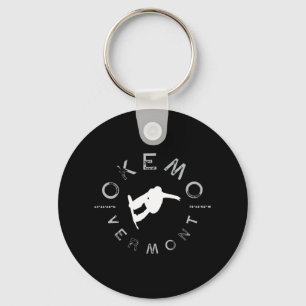 Okemo Mountain Vermont Graphic Vintage Snowboard T Key Ring