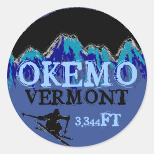 Okemo Vermont blue ski art elevation stickers