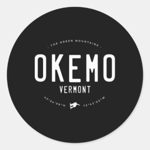 Okemo Vermont Graphic Distressed Vintage Snowboard Classic Round Sticker