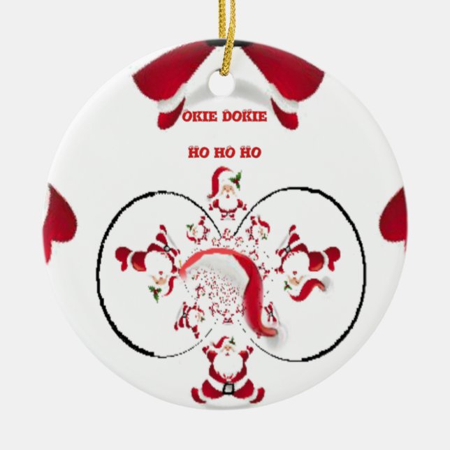 Oki Dokie Santa! Ceramic Tree Decoration (Front)