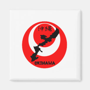 Okinawa Flag and Map Magnet