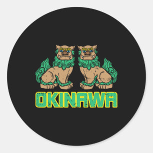 Okinawa Guardian Lion Shisa Japan Japanese Martial Classic Round Sticker