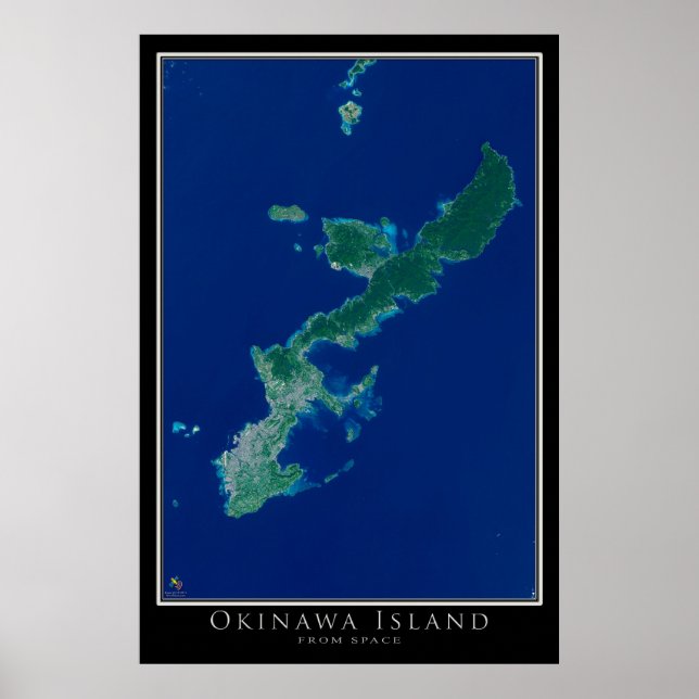 Okinawa Island Japan Satellite Poster Map (Front)