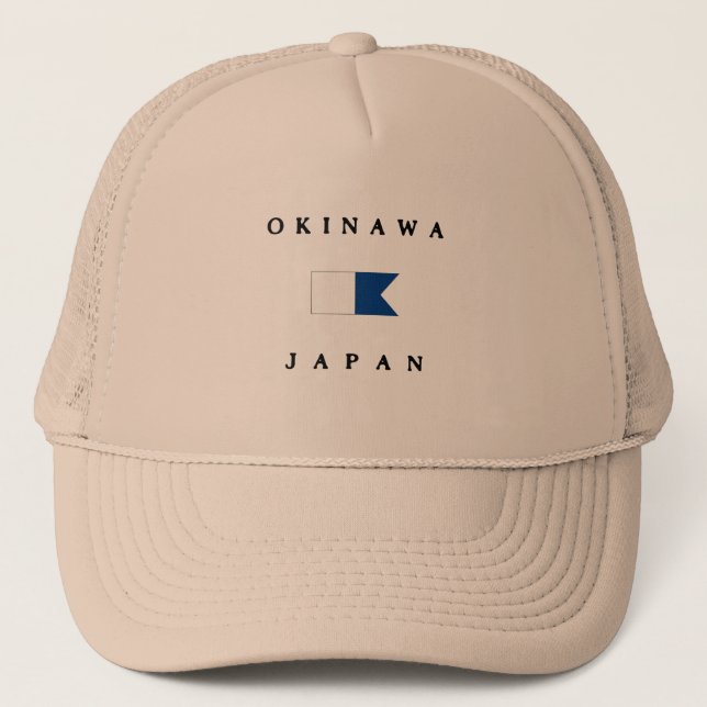 Okinawa Japan Alpha Dive Flag Trucker Hat (Front)