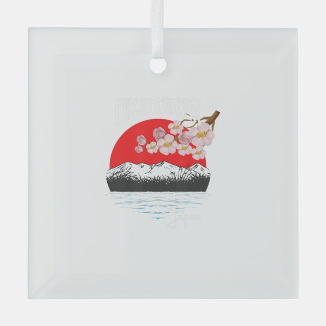 Okinawa Japan Cherry Blossom Art Glass Tree Decoration (Front)