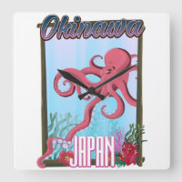 Okinawa Japan Squid travel poster