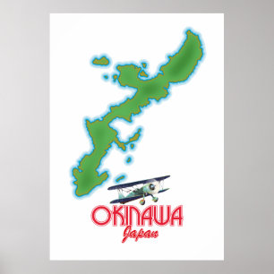 Okinawa Japan travel map Poster