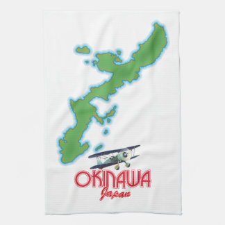 Okinawa Japan travel map Tea Towel
