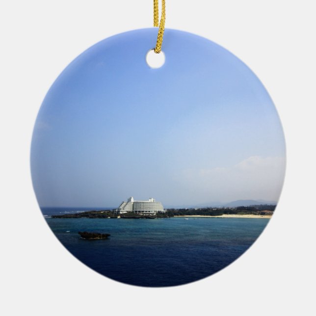 Okinawa Sea and Sky Ceramic Tree Decoration (Front)