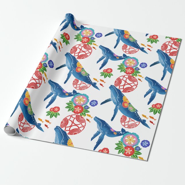 okinawan bingata style pattern art wrapping paper (Unrolled)