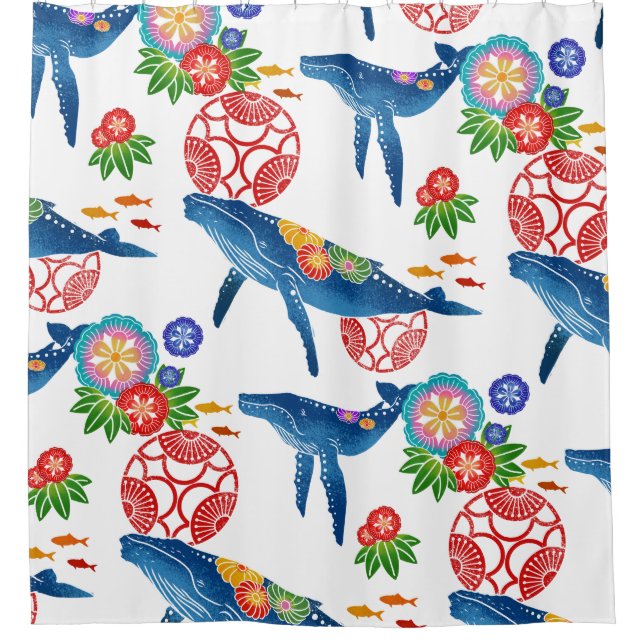 okinawan bingata style pattern shower curtain (Front)