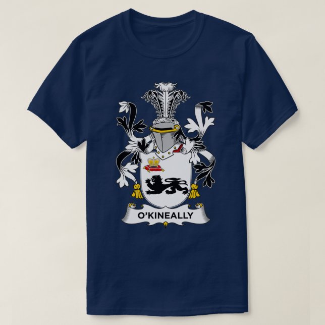 OKineally Coat of Arms Family Crest  T-Shirt (Design Front)