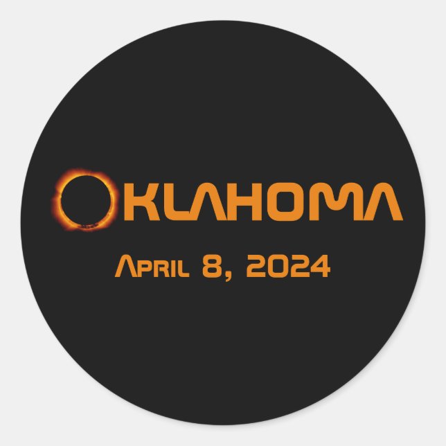 Oklahoma 2024 Total Solar Eclipse  Classic Round Sticker (Front)