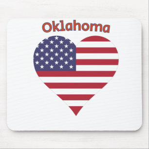 Oklahoma American Flag Heart Mouse Mat