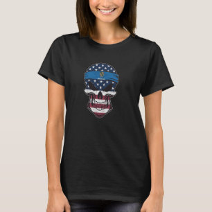 Oklahoma American Flag Skull  State Flag Oklahoma  T-Shirt