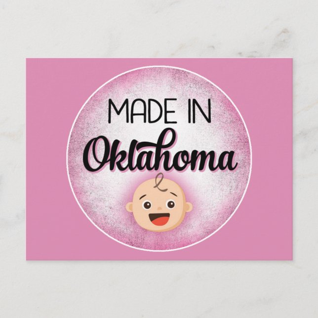 Oklahoma Baby Funny Pink New Girl Postcard (Front)