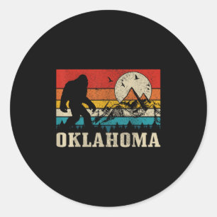 Oklahoma Bigfoot Vintage Mountains Hiking Camping  Classic Round Sticker