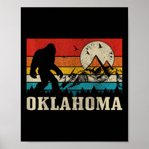 Oklahoma Bigfoot Vintage Mountains Hiking Camping Poster