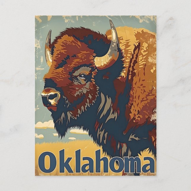 Oklahoma Bison Vintage Postcard (Front)