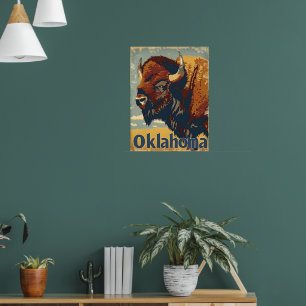 Oklahoma Bison Vintage Poster