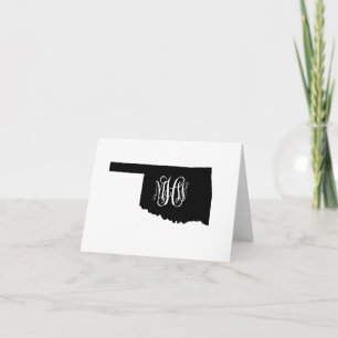 Oklahoma Black White Vine Monogram DIY BG Thank You Card