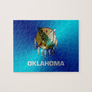 Oklahoma brushed metal flag jigsaw puzzle