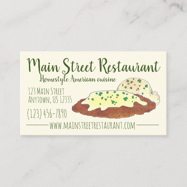 Oklahoma Chicken Fried Steak Restaurant Food Business Card (Front)