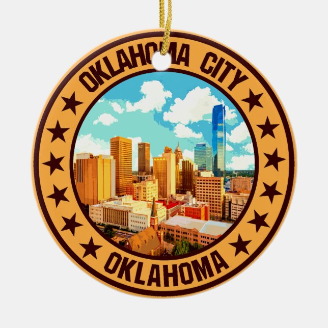 Oklahoma City                                      Ceramic Tree Decoration (Front)