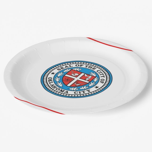 Oklahoma city flag paper plate (Angled)