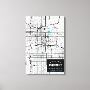 Oklahoma City Map + Mark Your Location Canvas Print