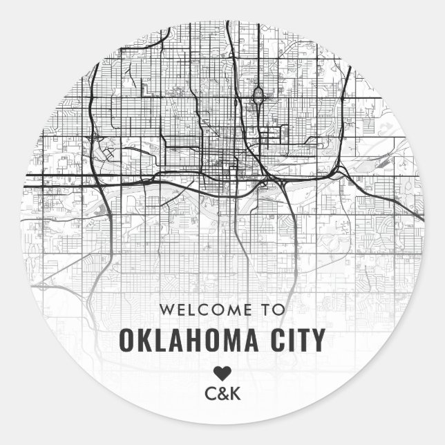 Oklahoma City Map | Wedding Welcome Classic Round Sticker (Front)