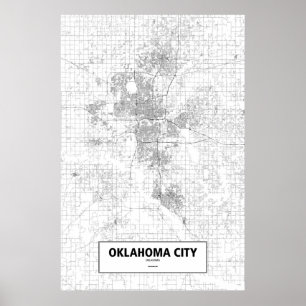 Oklahoma City, Oklahoma (black on white) Poster