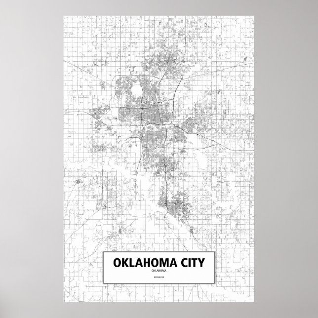 Oklahoma City, Oklahoma (black on white) Poster (Front)