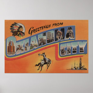 Oklahoma City, Oklahoma - Large Letter Scenes Poster