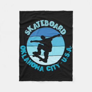 Oklahoma City Oklahoma Skateboarder Urn Skateboard Fleece Blanket