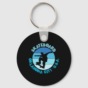 Oklahoma City Oklahoma Skateboarder Urn Skateboard Key Ring