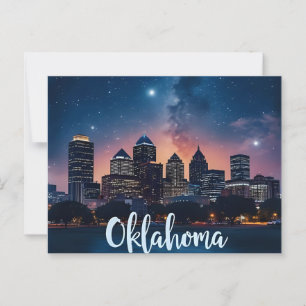 Oklahoma City Skyline at Night   Modern Cityscape  Postcard