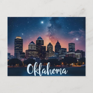 Oklahoma City Skyline at Night   Modern Cityscape  Postcard