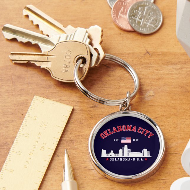 Oklahoma City Skyline & Flag Souvenir  Key Ring (Creator Uploaded)