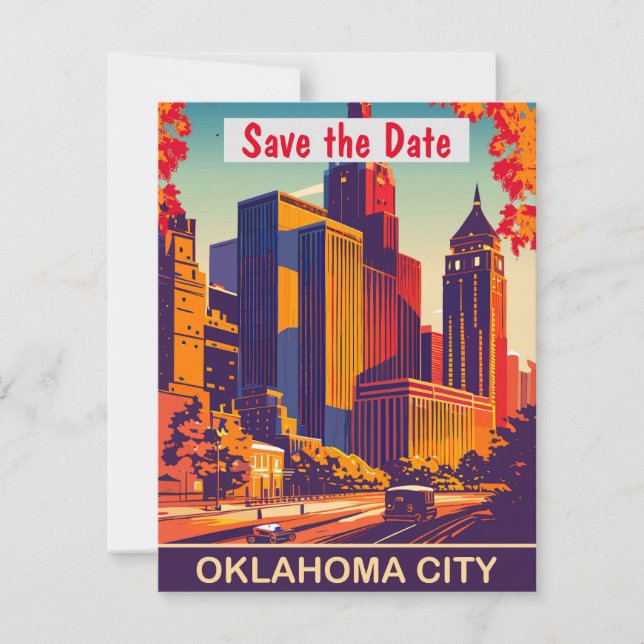 Oklahoma City Skyline Modern Wedding Invitation (Front)