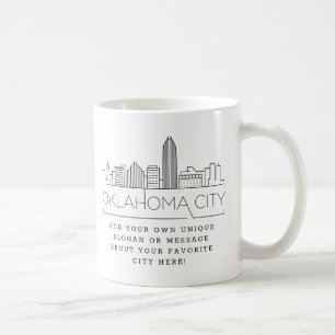 Oklahoma City Stylised Skyline   Custom Slogan Coffee Mug
